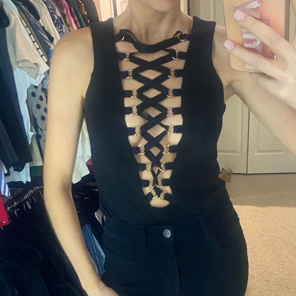 Low Cut Black Bodysuit